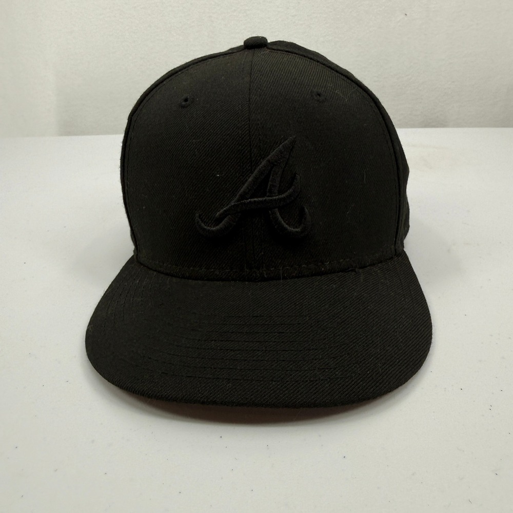 New Era 9FIFTY Snapback Hat‎ Mens OSFM Black Atlanta Braves Tonal Wool Cap